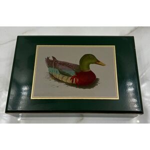 VTG Otagiri Japan Lacquerware Trinket Box Mallard Duck Gibson Greetings Green